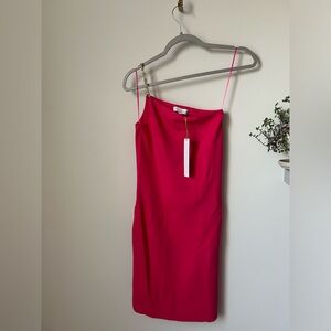 Pink Crystal One Shoulder Bodycon mini Dress